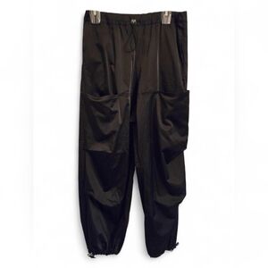 Zara Womens Black Satin Cargo Joggers Small NWOT